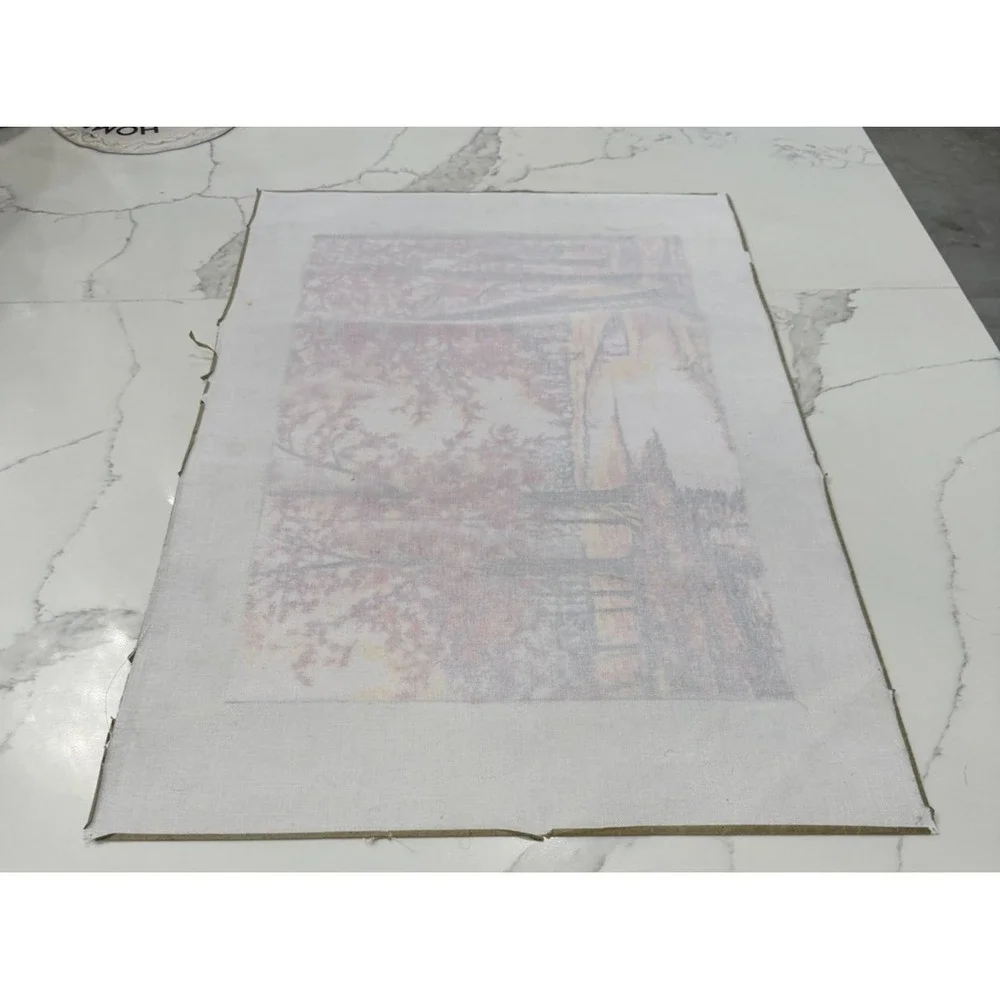 Autumn Red Trees River Landscape Embroidered Tapestry‎ Fabric Wall Art Panel